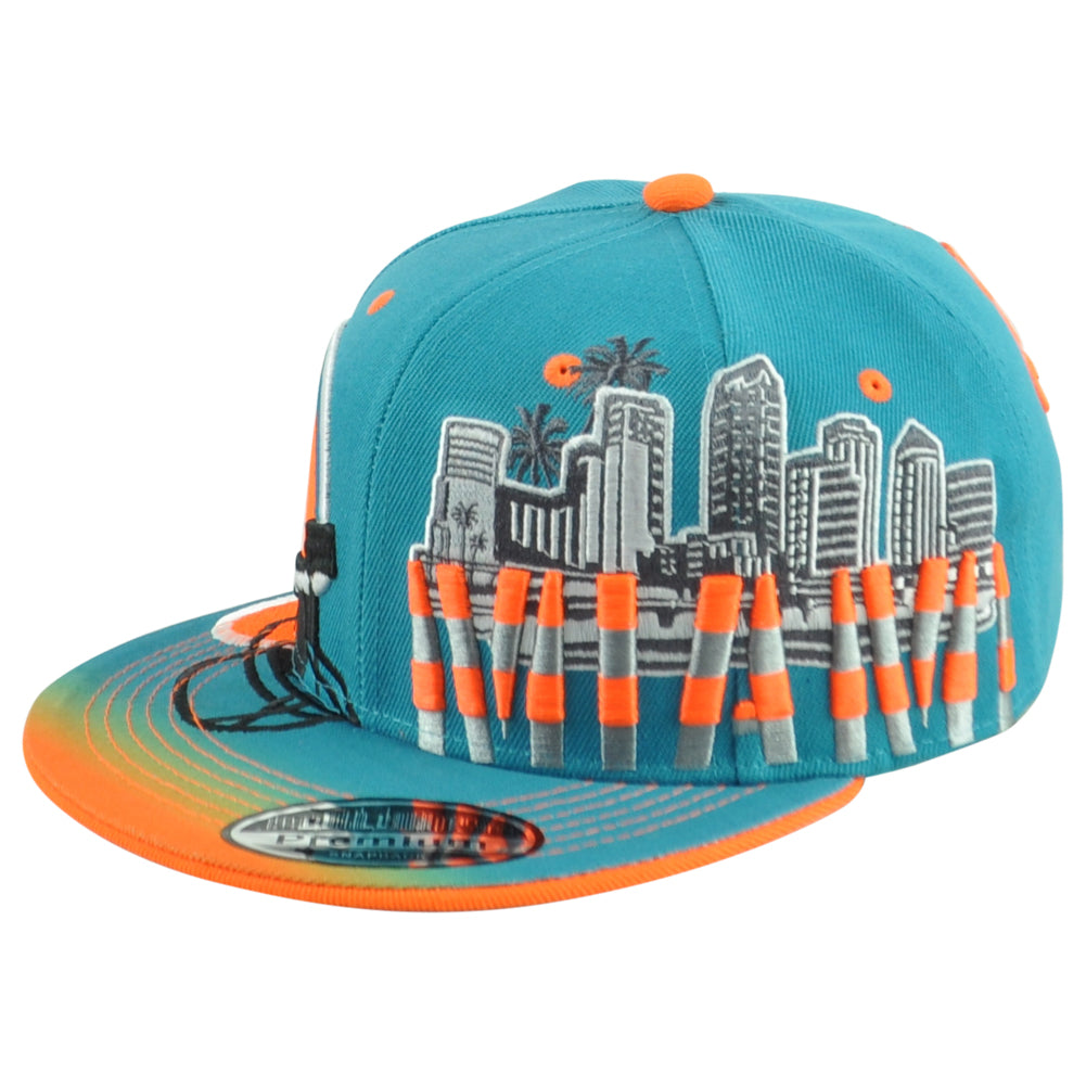 Miami Florida Dolphins Theme Football Helmet Flat Bill Adults Stripes Hat Cap