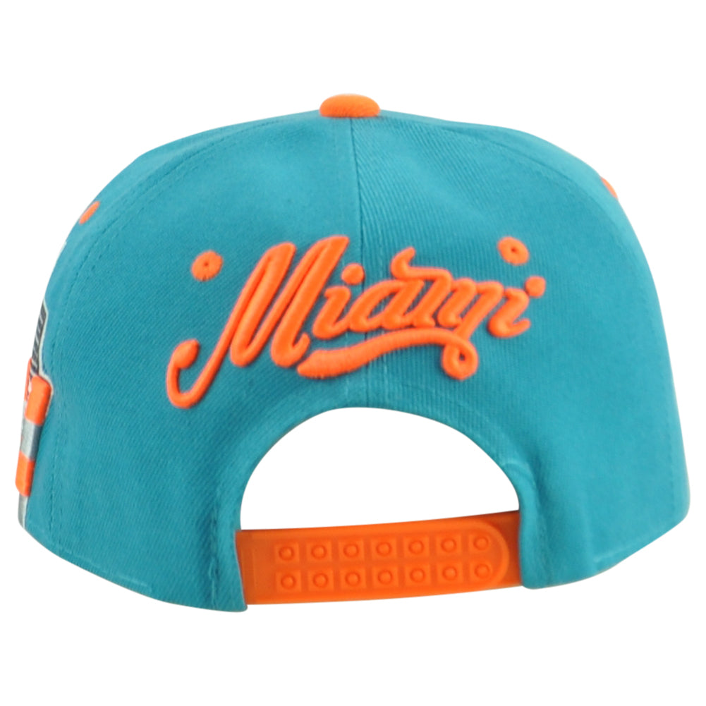 Miami Florida Dolphins Theme Football Helmet Flat Bill Adults Stripes Hat Cap
