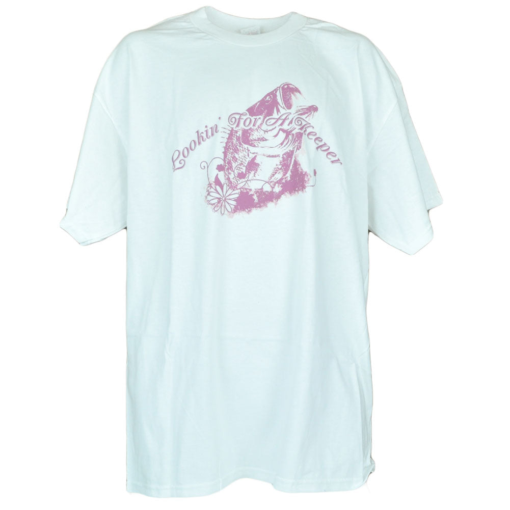 Looking For A Keeper Bass White Fishermens Bait Tshirt Mens Adult Tee XLG