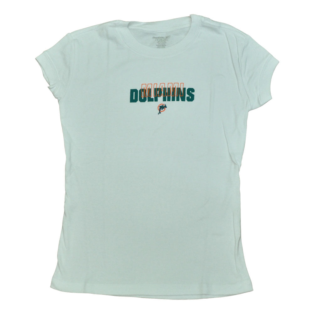 NFL Reebok Miami Dolphins Womens Ladies Dash Tshirt Football White Tee