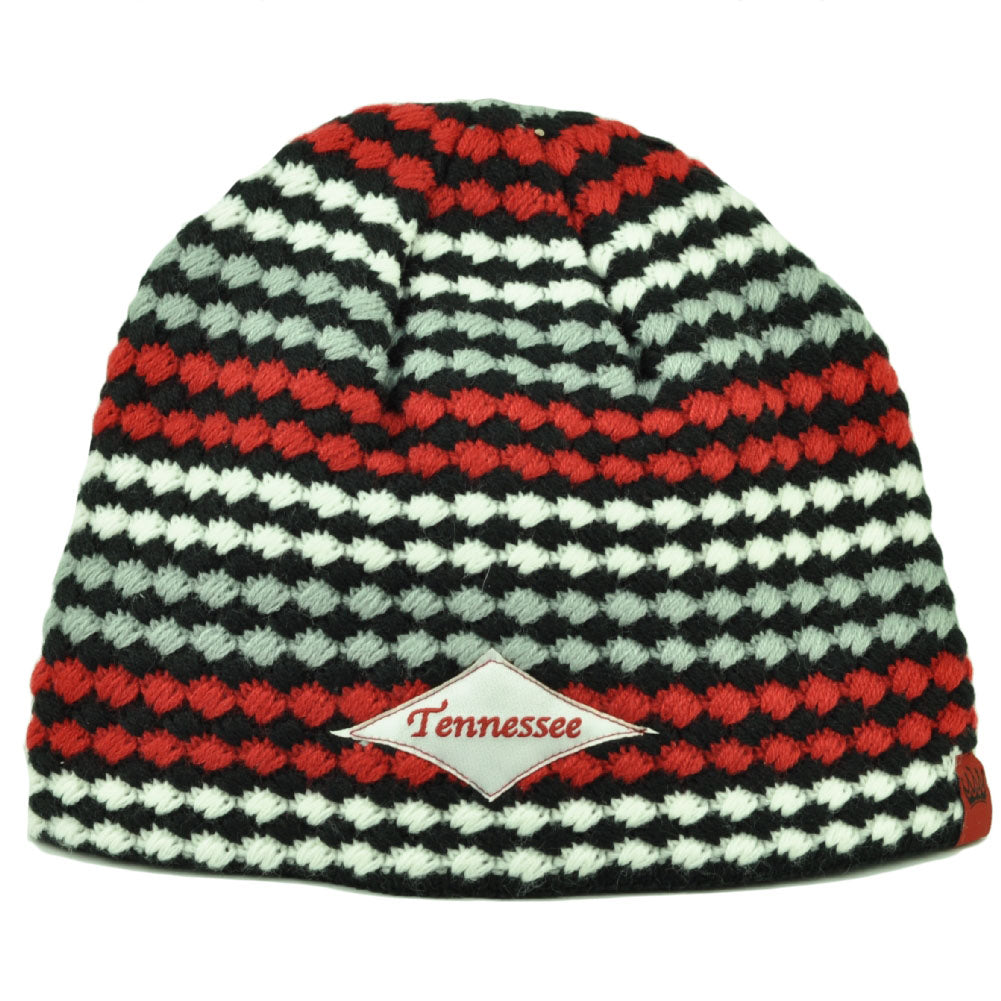 Tennessee State USA America City Knit Beanie Cuffless Striped Red Hat Skully