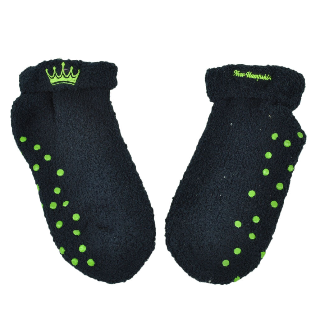New Hampshire State Fleece Gripper Slipper Socks Size 9-11 Navy Blue USA