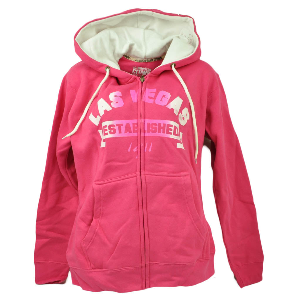Las Vegas Nevada Established Zipper Hoodie Womens Pink Sin City of Lights Ladies