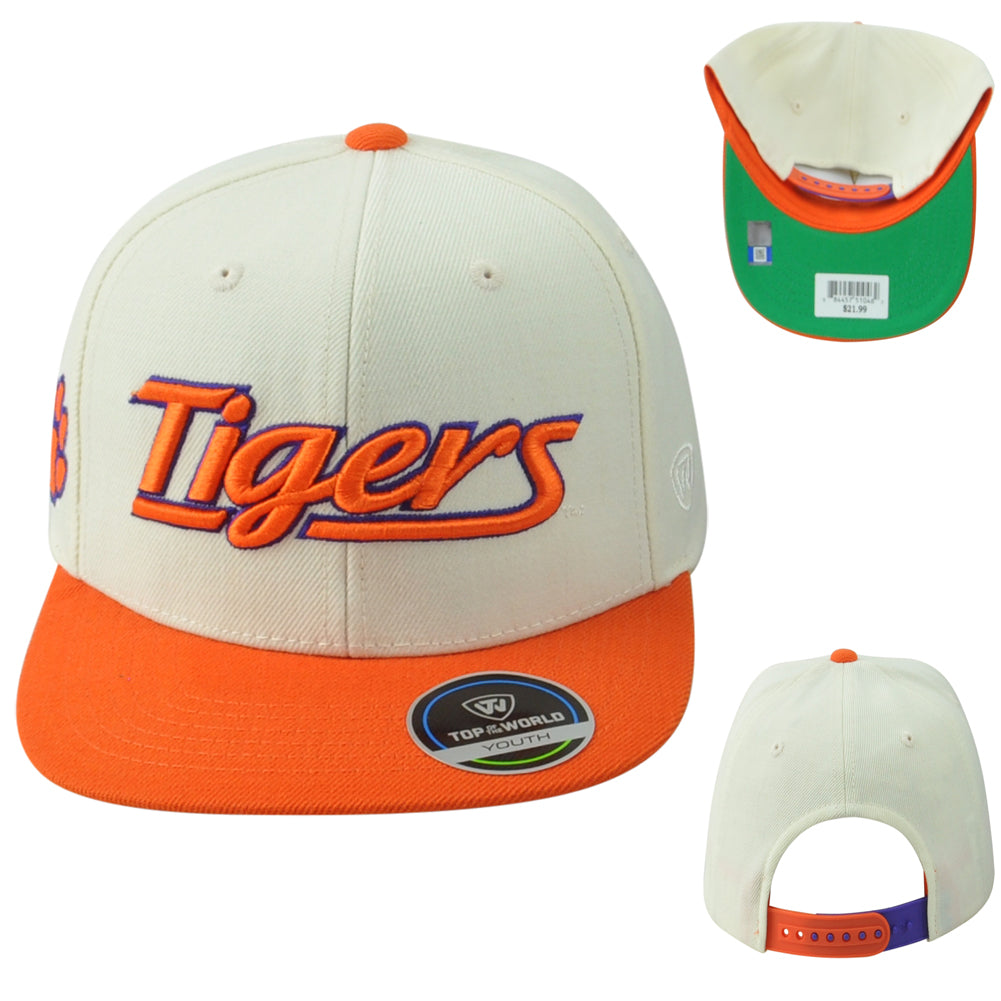 NCAA TOW Clemson Tigers Snapback Two Colors Sports Flat Bill Youth Kids Hat Cap