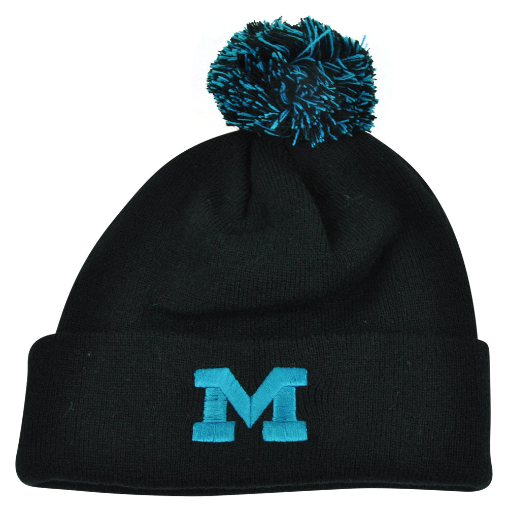 NCAA Zephyr Michigan Wolverines Gamma Pom Cuffed Knit Beanie Black Hat Toque