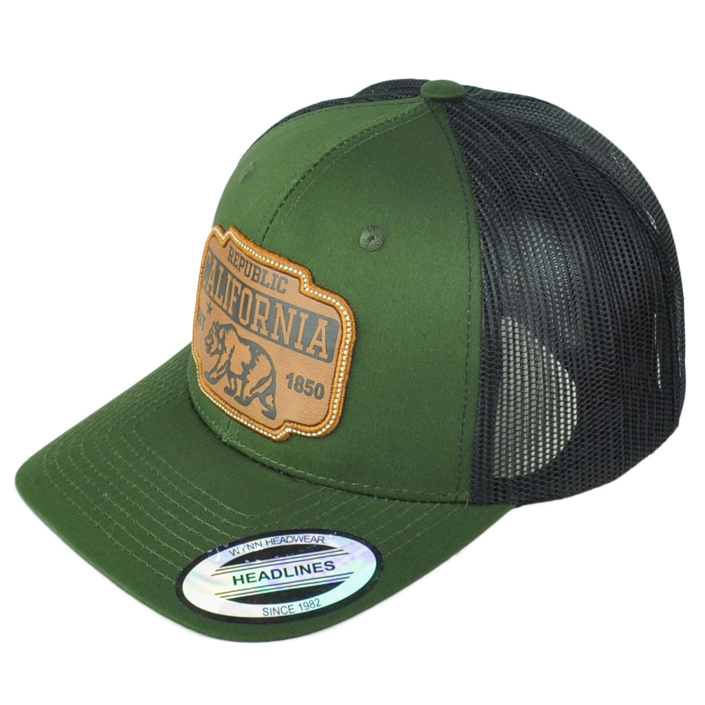 Republic California USA 1850 Green Adjustable Adults Patch Mesh Trucker Hat Cap