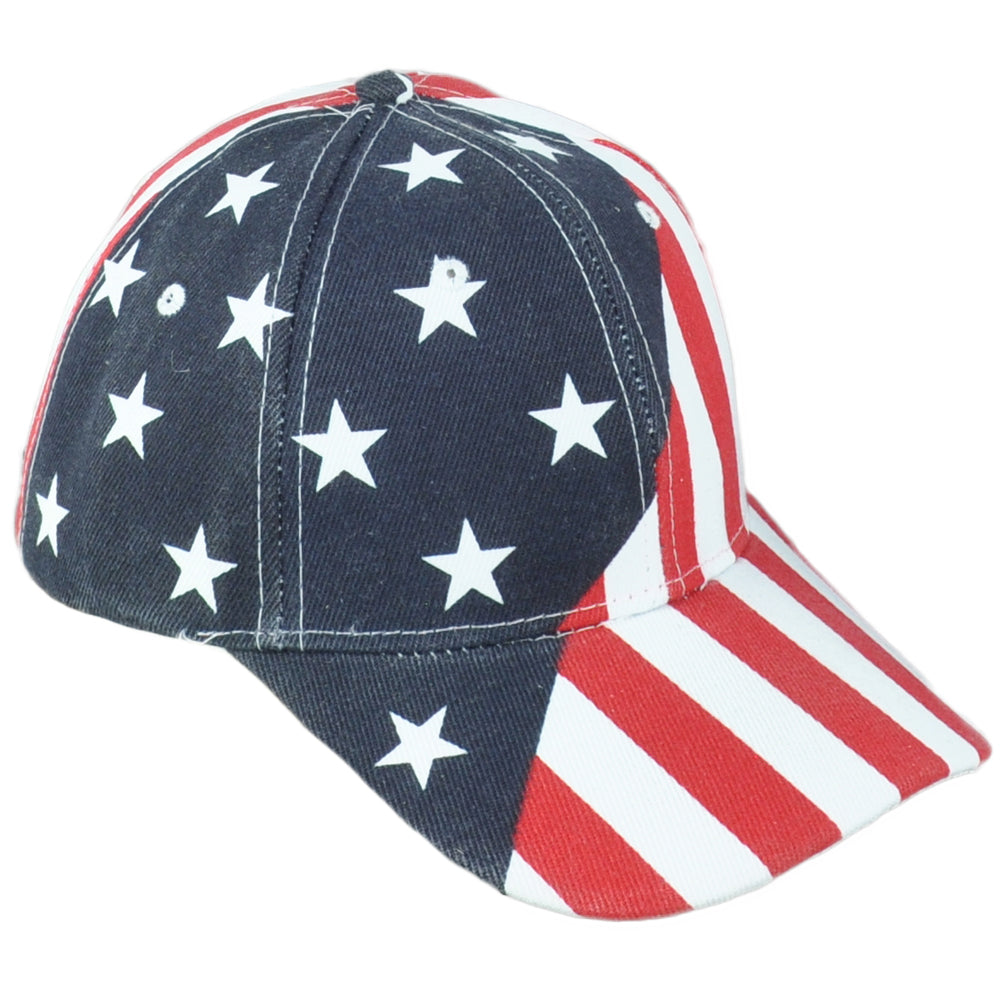 United States USA Flag Red White Blue Curved Bill Adjustable Adults Hat Cap