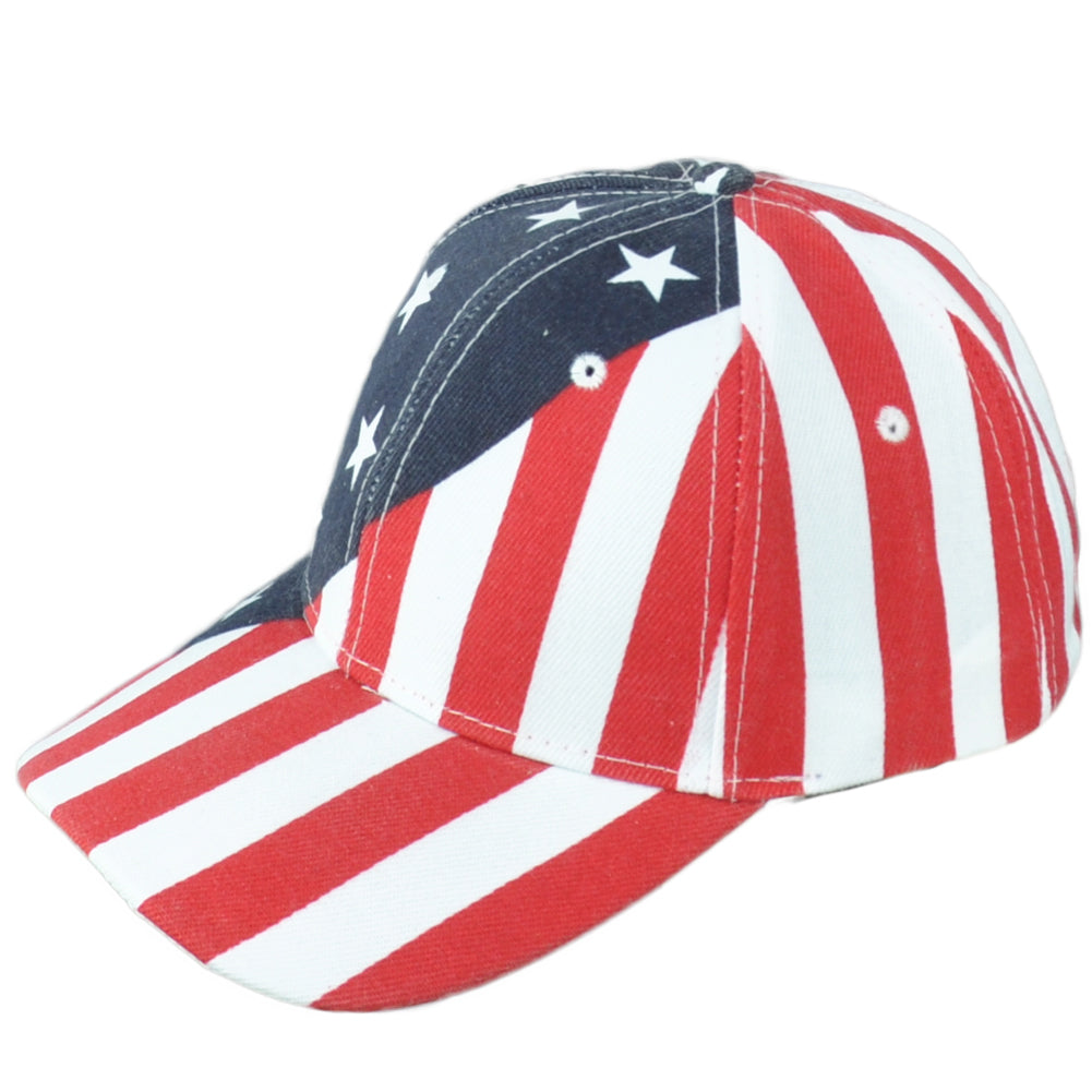 United States USA Flag Red White Blue Curved Bill Adjustable Adults Hat Cap