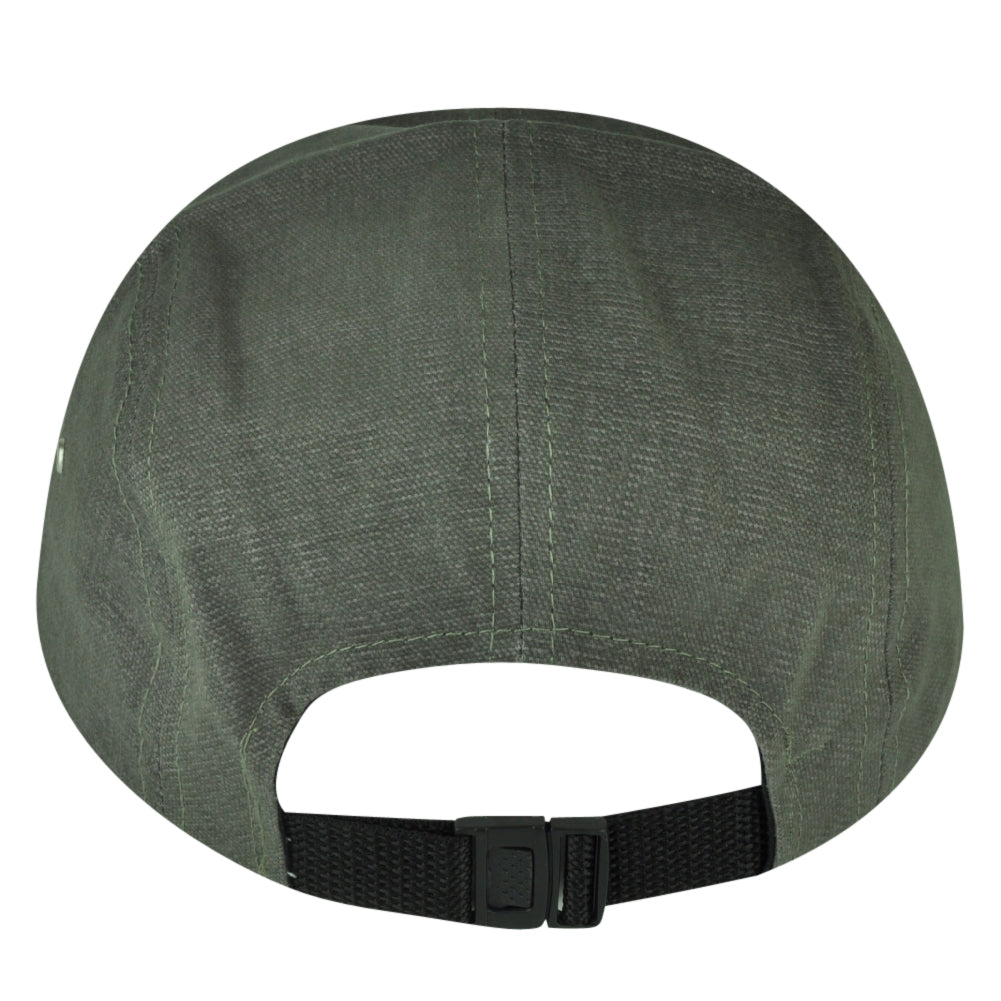 American Needle Logo Clip Buckle Hat Cap Gray Relaxed Brand Flat Bill Adjustable