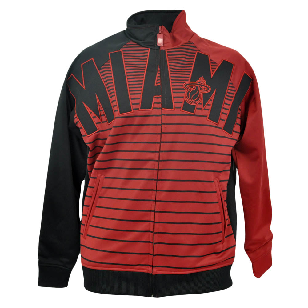NBA Miami Heat Unk Horizontal Stripe Track Jacket Mens Red Adult Sweater