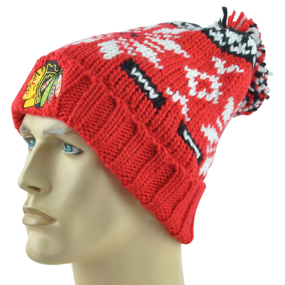 NHL American Needle Chicago Blackhawks Adults Winter Skully Knit Beanie Hat