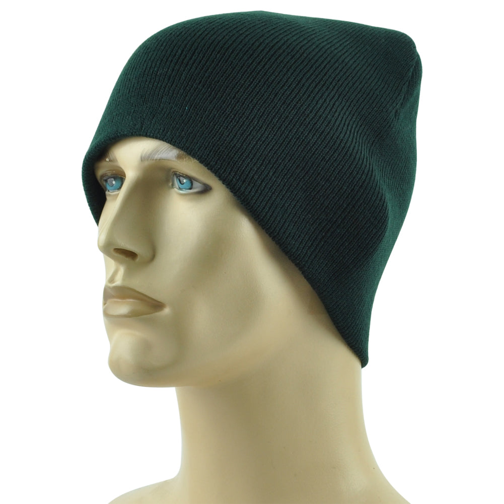TOW Green Cuffless Blank Solid Plain Adults Unisex Skully Beanie Winter Knit Hat