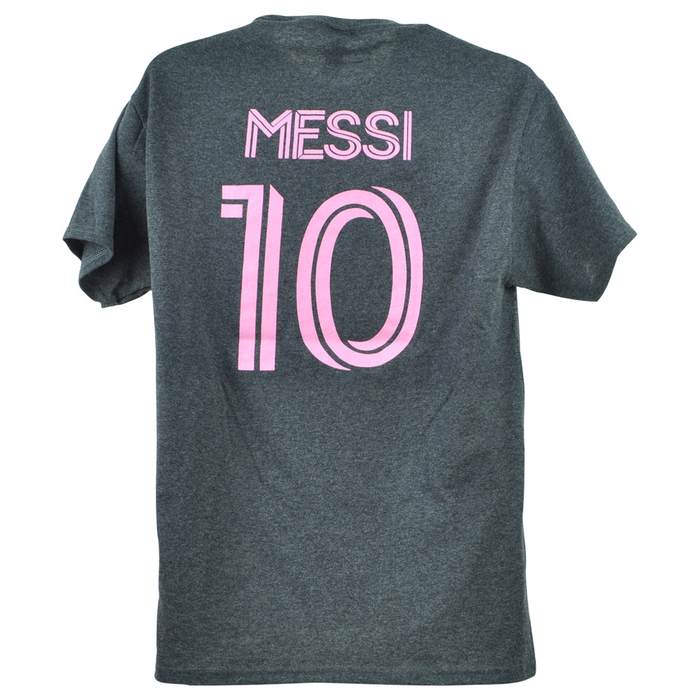 MLS Sports Inter Miami Lionel Messi #10 Soccer Futbol Charcoal Men Tshirt Tee