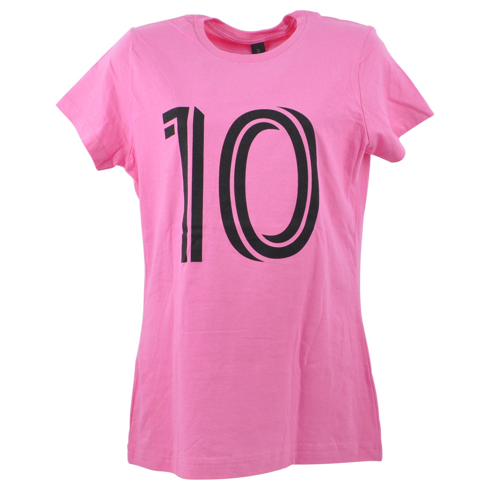 MLS Inter Miami Lionel Messi #10 Pink Women Ladies Soccer Futbol Tshirt Tee