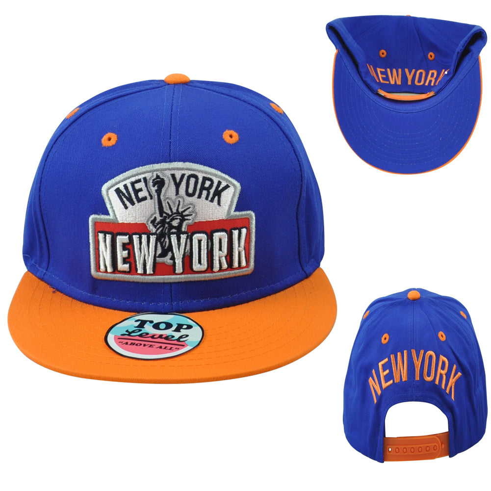 Top Level New York City State Statue Of Liberty Flat Bill Adult Snapback Hat Cap