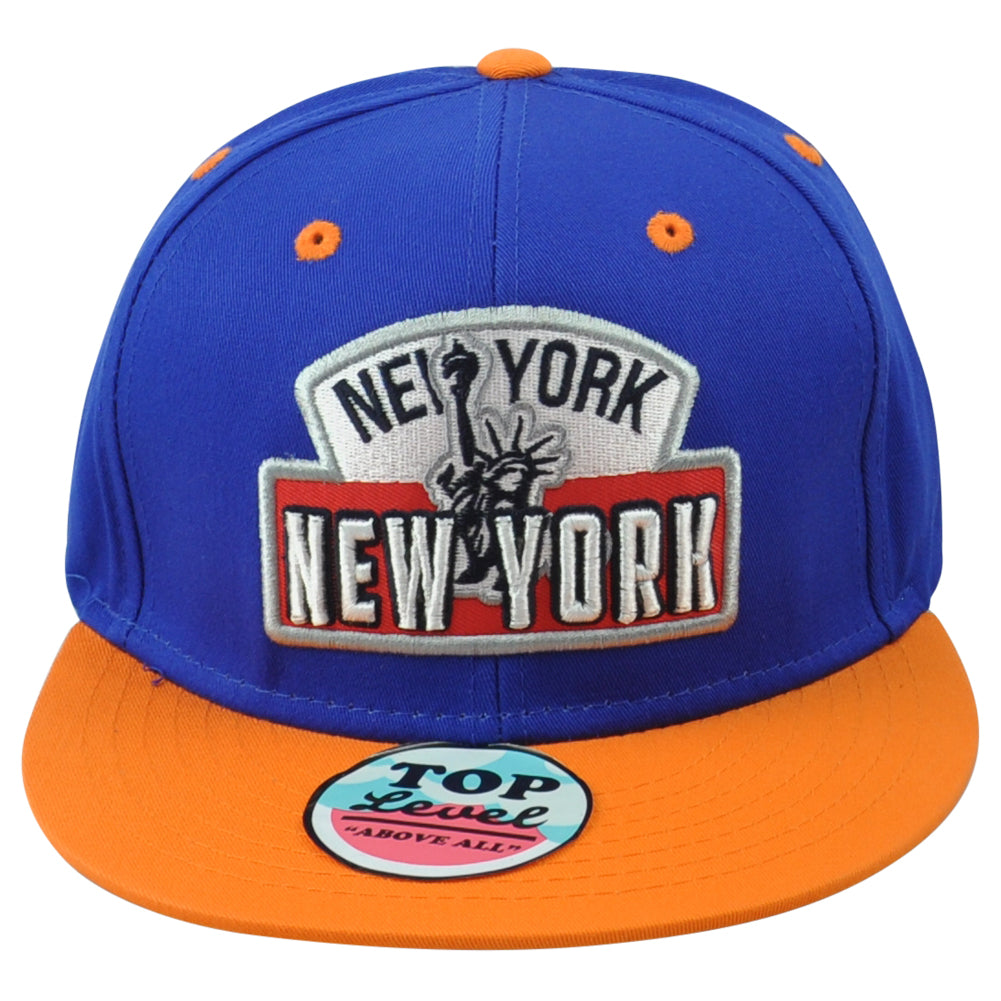 Top Level New York City State Statue Of Liberty Flat Bill Adult Snapback Hat Cap