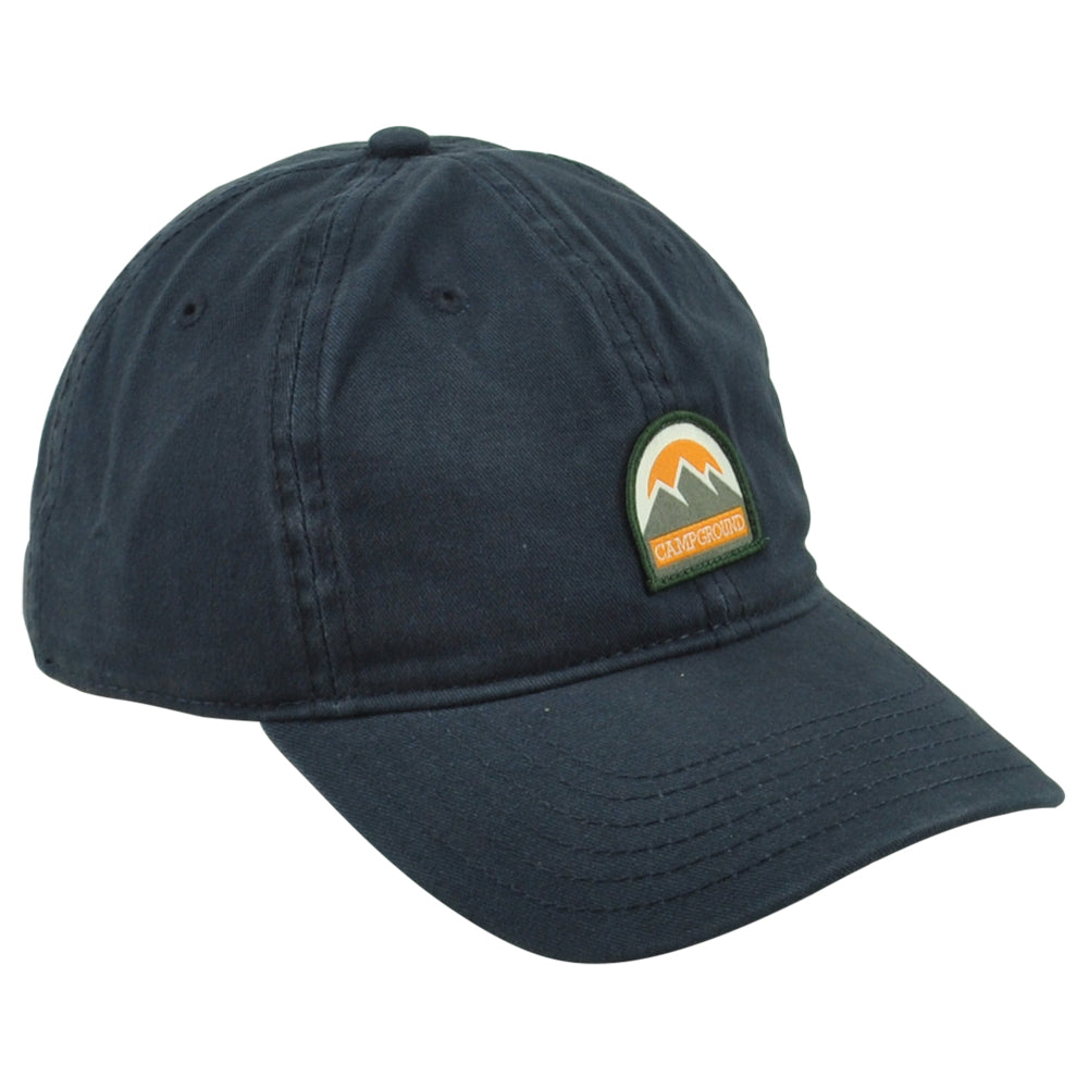 Campground Camping Outdoor Navy Mountains Adjustable Adults Curved Bill Hat Cap