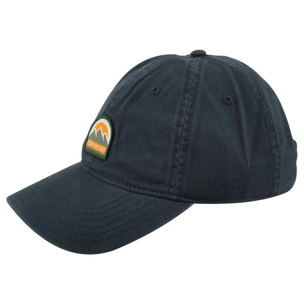Campground Camping Outdoor Navy Mountains Adjustable Adults Curved Bill Hat Cap