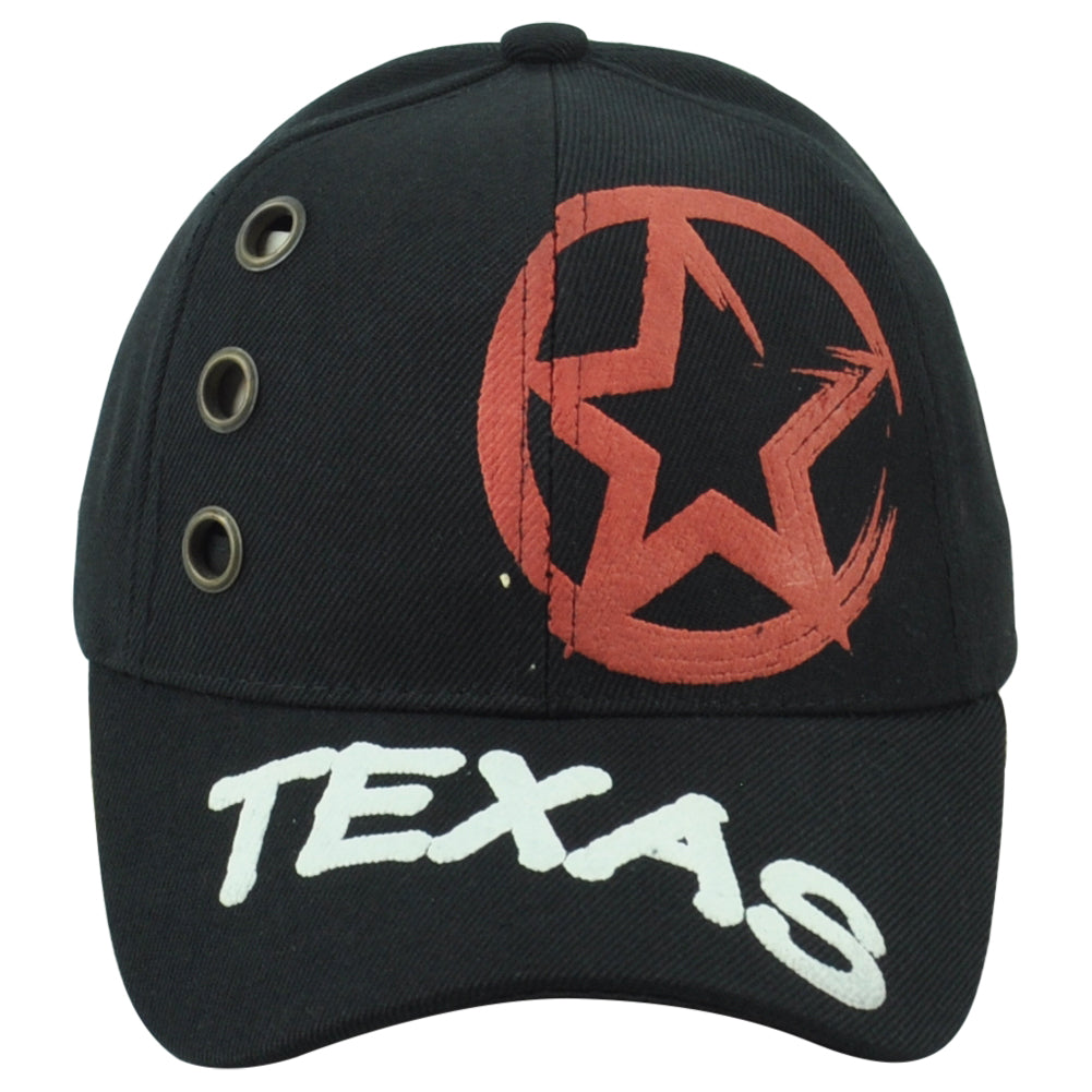 Texas State Black United States Adjustable Curved Bill Adults Structured Hat Cap