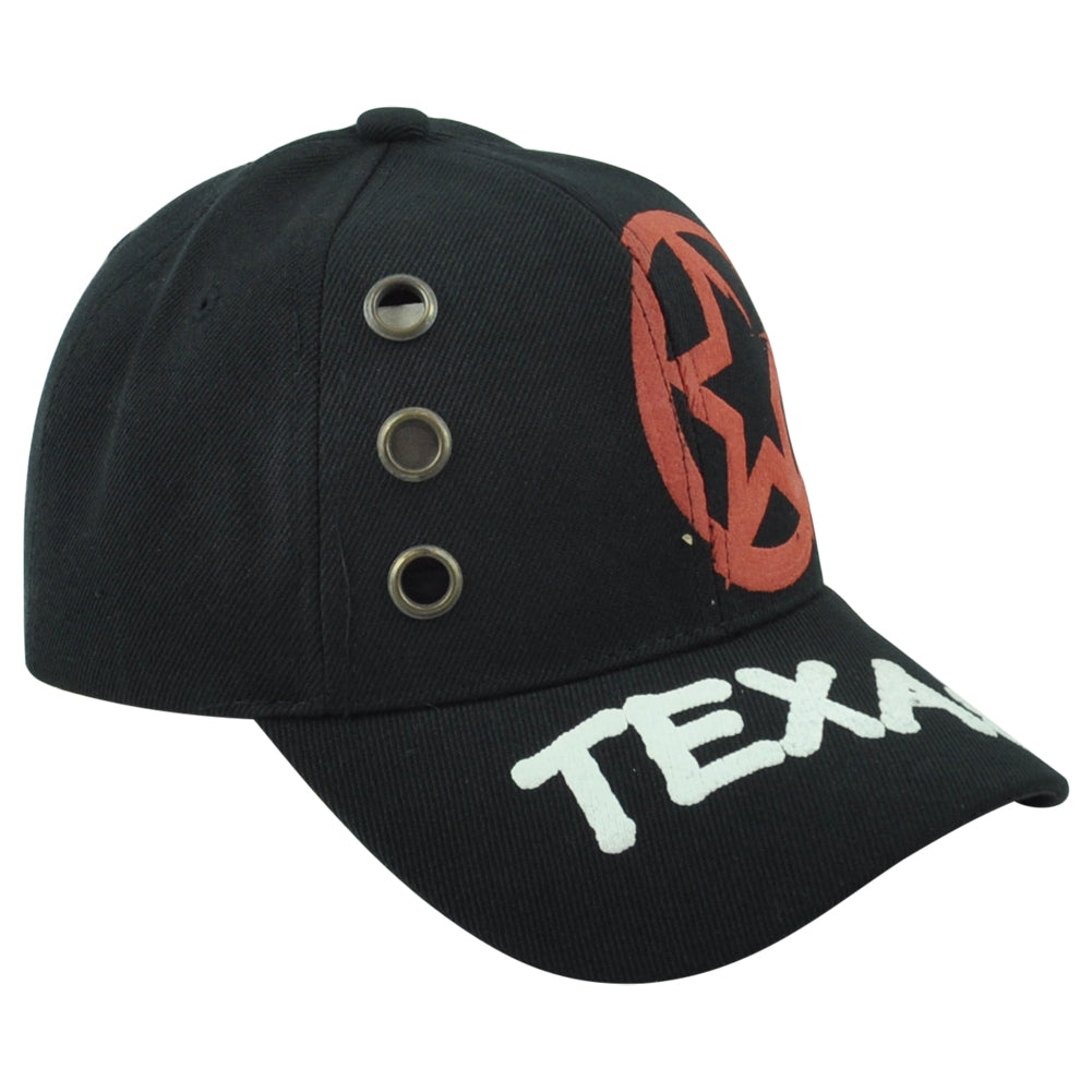 Texas State Black United States Adjustable Curved Bill Adults Structured Hat Cap