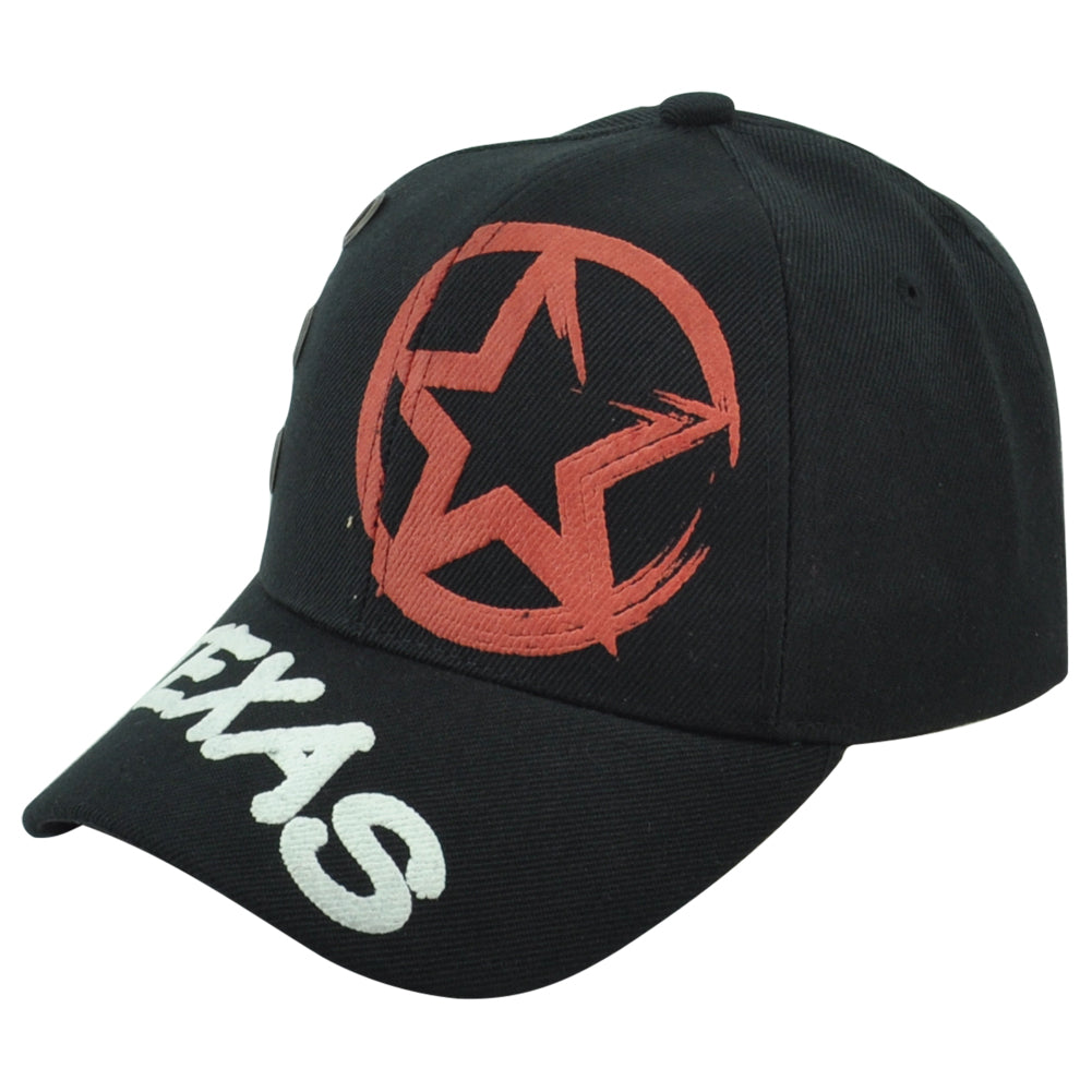 Texas State Black United States Adjustable Curved Bill Adults Structured Hat Cap