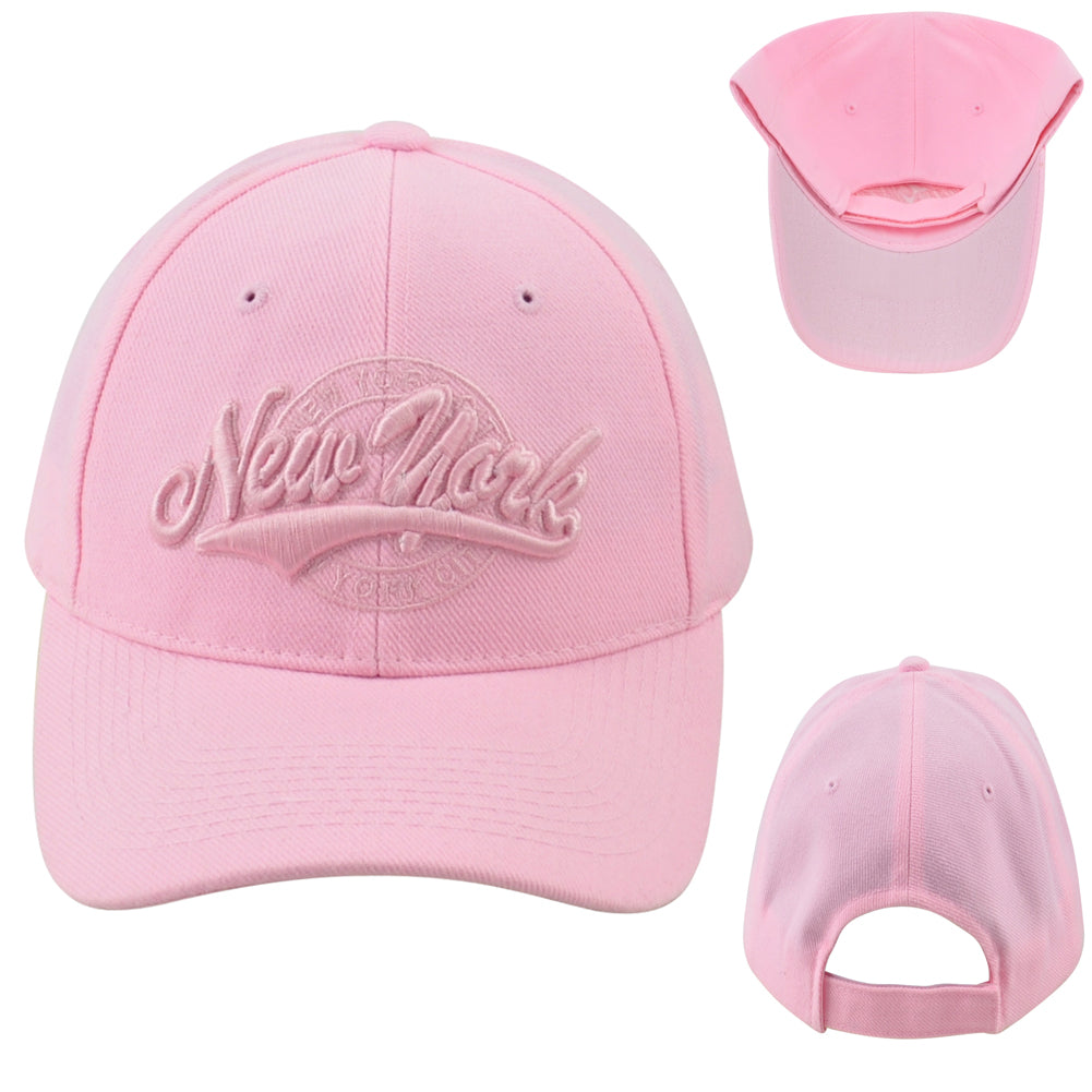 New York City NY State Pink Adjustable Curved Bill Adults Structured Hat Cap