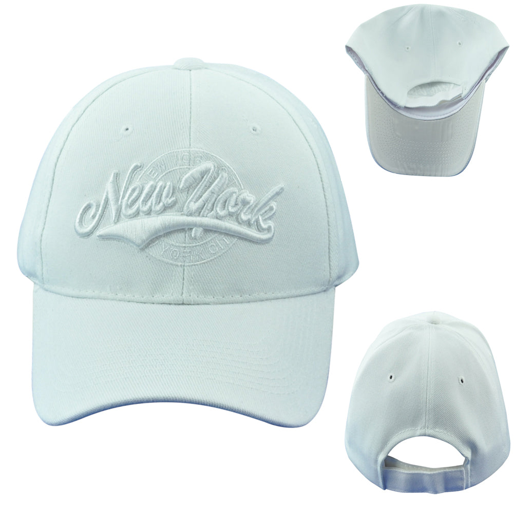New York City NY State White Adjustable Curved Bill Adults Structured Hat Cap