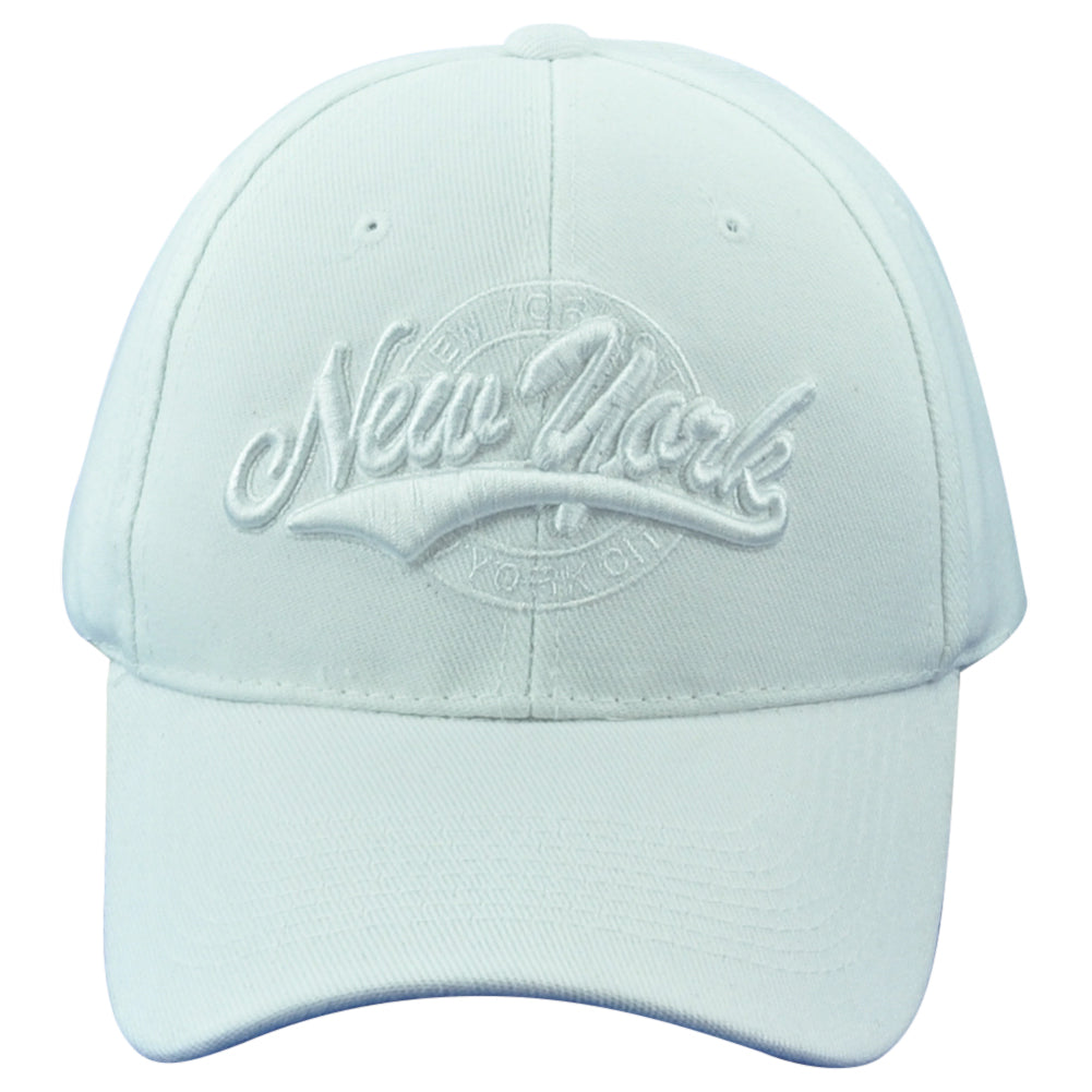 New York City NY State White Adjustable Curved Bill Adults Structured Hat Cap