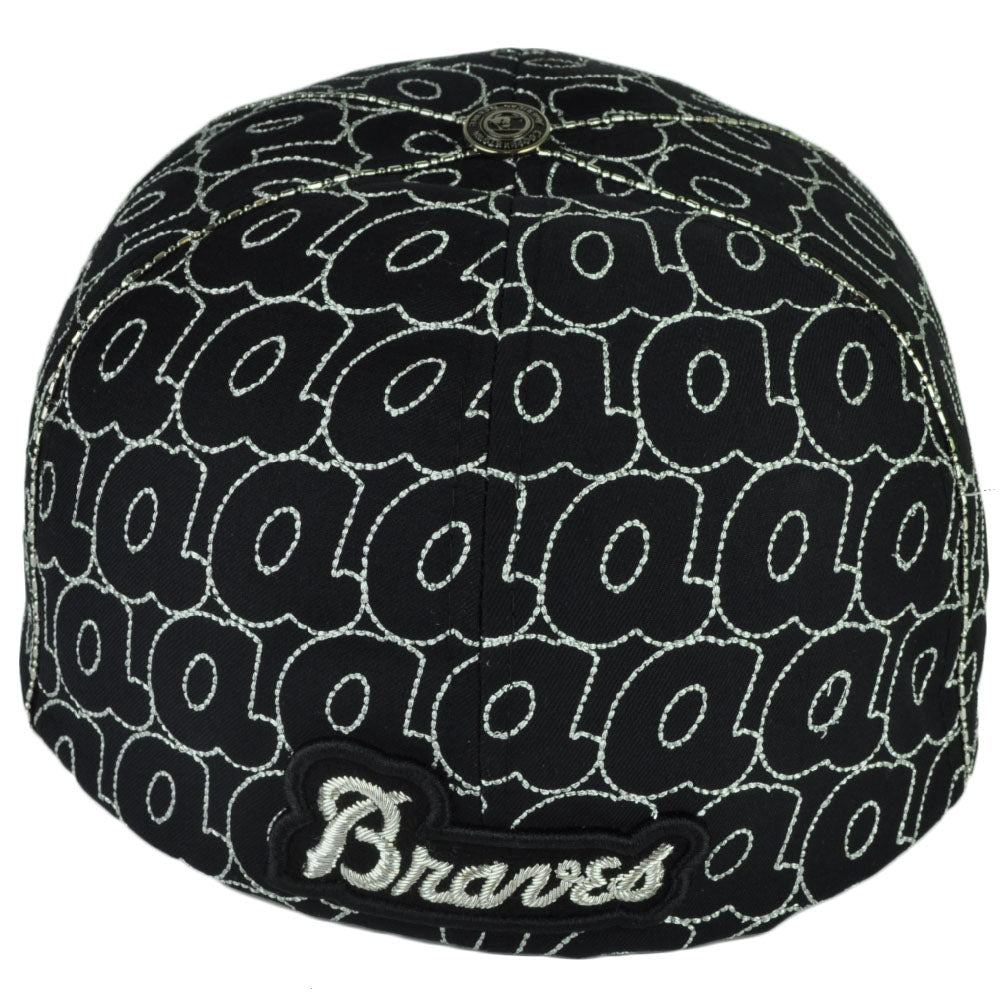 Atlanta Braves Red X Jacket 24K White Rose Gold Button Soutache Fitted Hat 7 7/8