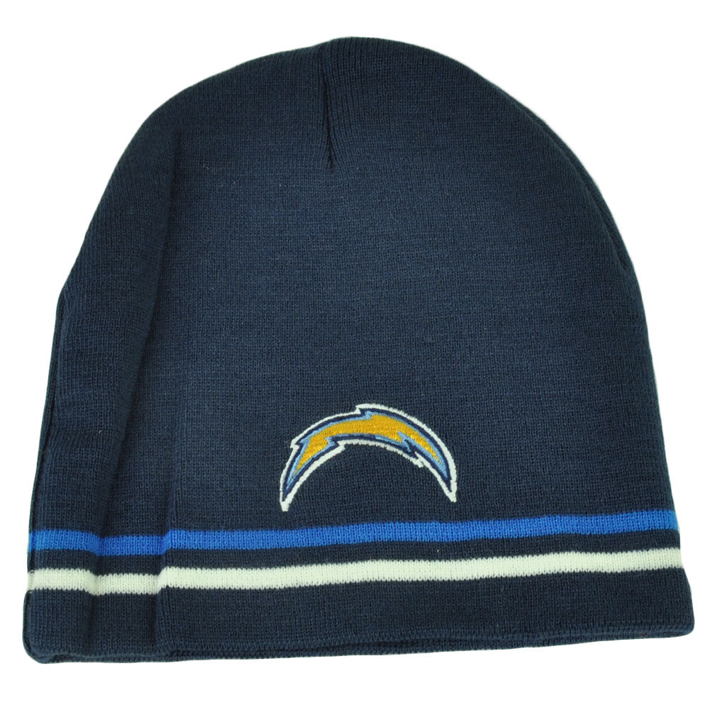 NFL San Diego Chargers Cuffless Blue Striped Beanie Knit Winter Sport Skully Hat