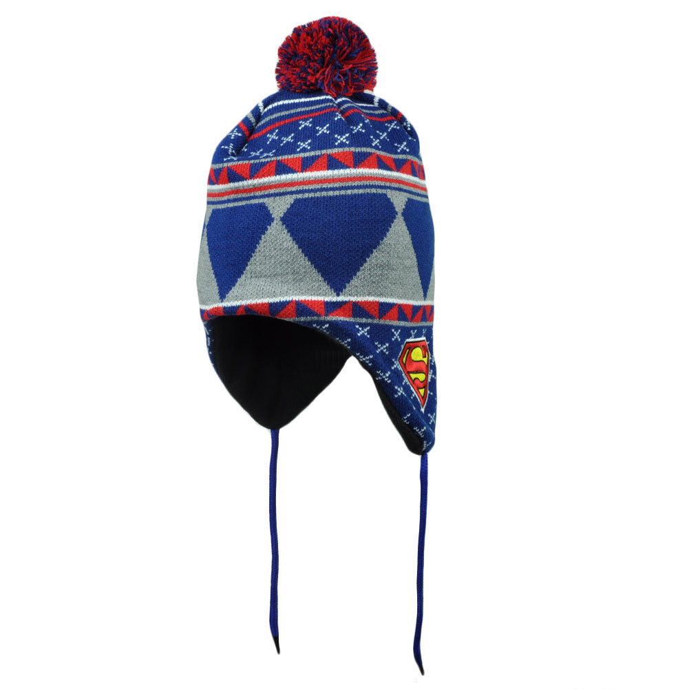 Superman DC Comics Man of Steel Super Hero Laplander Tassle Beanie Knit Toque