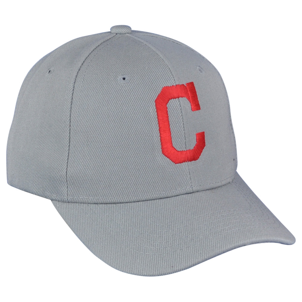 MLB Fan Favorite Cleveland Indians Basic Grey Men Curved Bill Adjustable Hat Cap