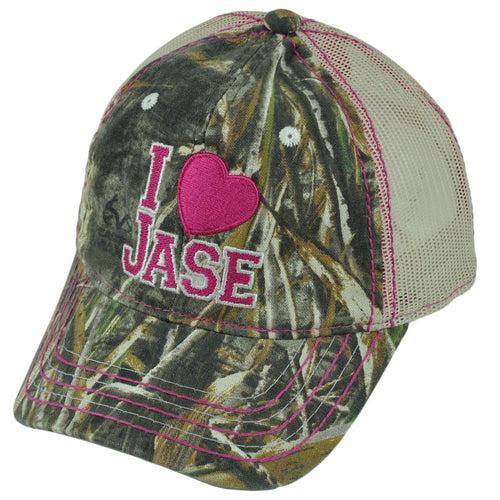 A&E Realtree Duck Dynasty I Heart Jase Ladies Garment Wash Mesh TV Show Hat Cap