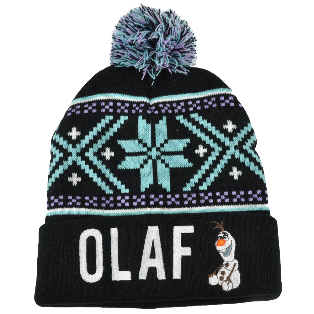 Disney Frozen Movie Olaf Snowman Character Snowflake Cuffed Beanie Winter Knit