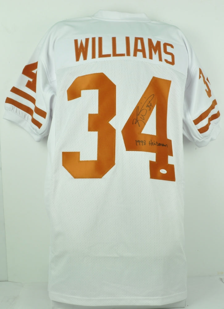 NCAA Texas Longhorn Ricky Williams # 34 White Jersey Autographed Signed JSA