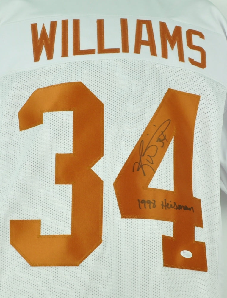 NCAA Texas Longhorn Ricky Williams # 34 White Jersey Autographed Signed JSA