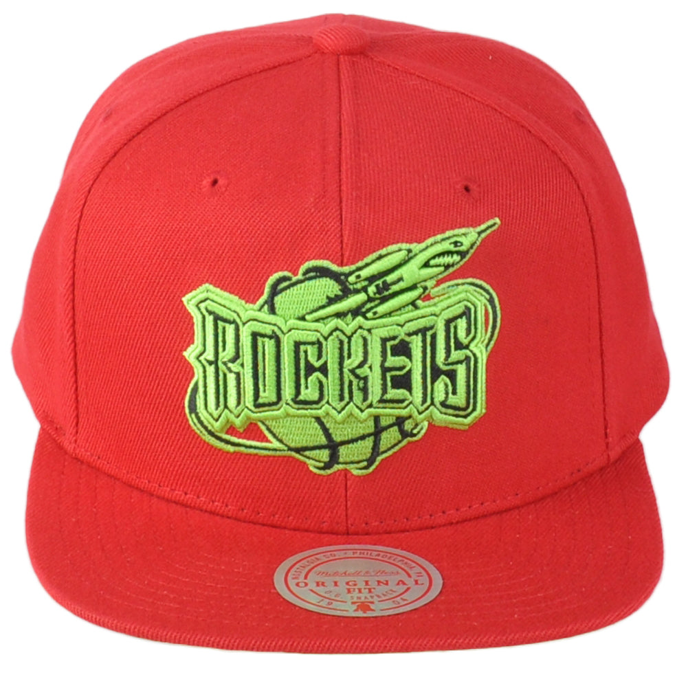 NBA Mitchell Ness Houston Rockets Original Fit Red Snapback Flat Bill Hat Cap