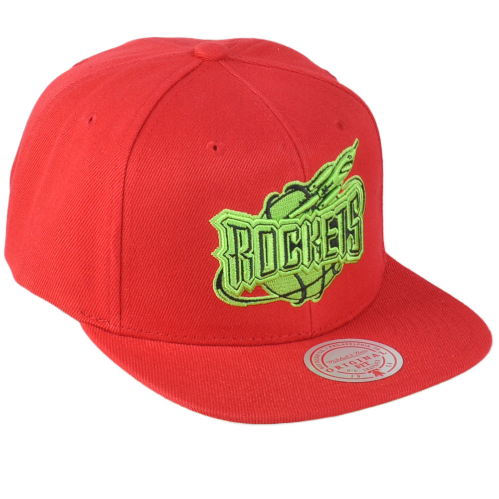 NBA Mitchell Ness Houston Rockets Original Fit Red Snapback Flat Bill Hat Cap