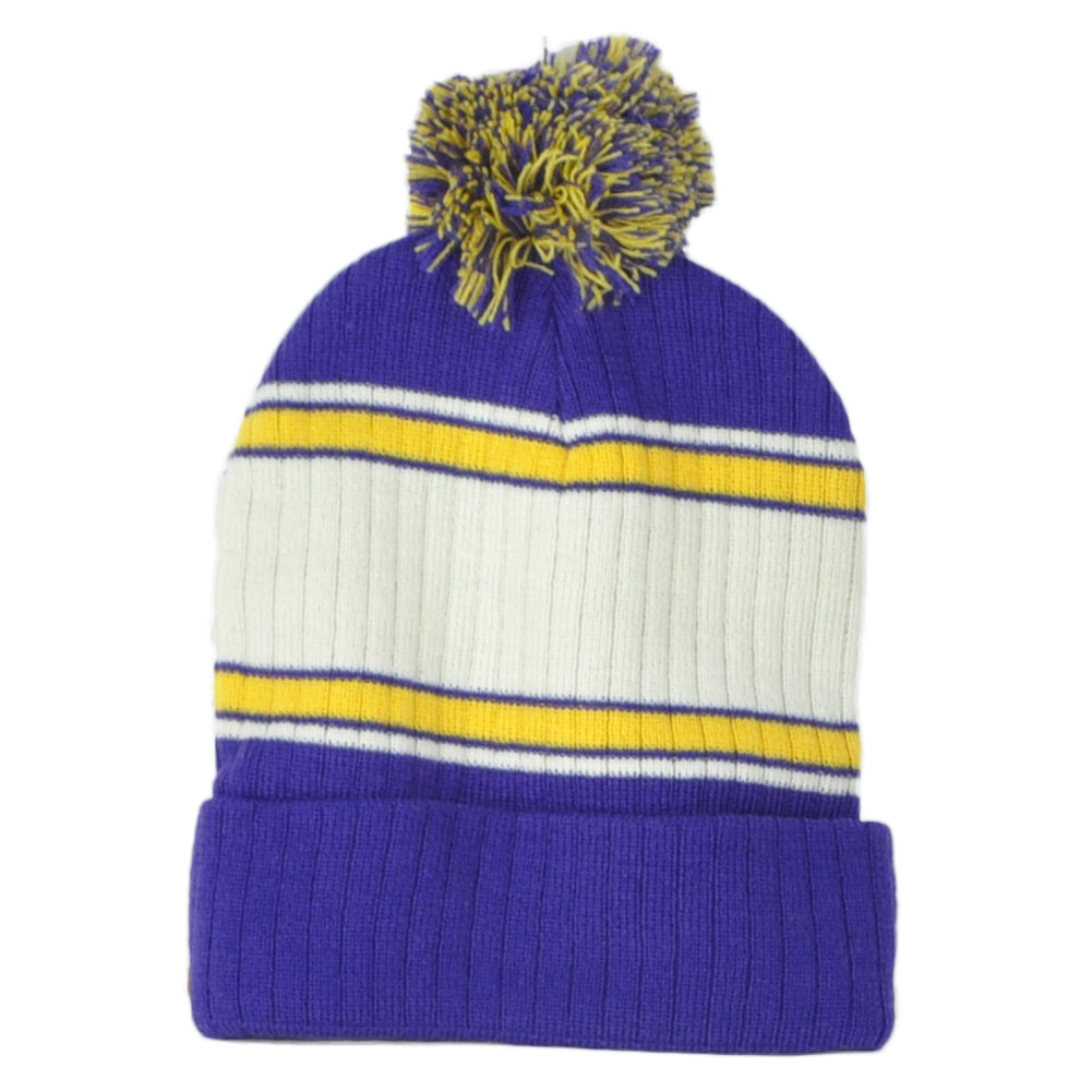 NCAA Louisiana State Tigers LSU Pom Pom Winter Purple Cuffled Knit Beanie Hat