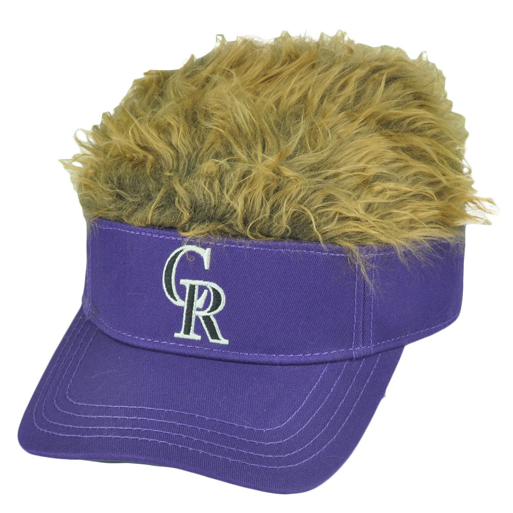 MLB Colorado Rockies Creed Flair Purple Brown Hair Visor Faux Fur Hat Cap