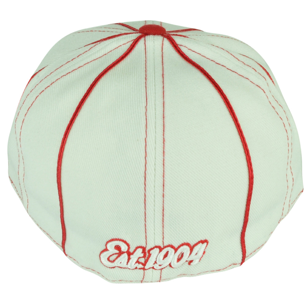 Mitchell & Ness Embroidered Logo White Striped Flat Bill Fitted 7 1/2 Hat Cap