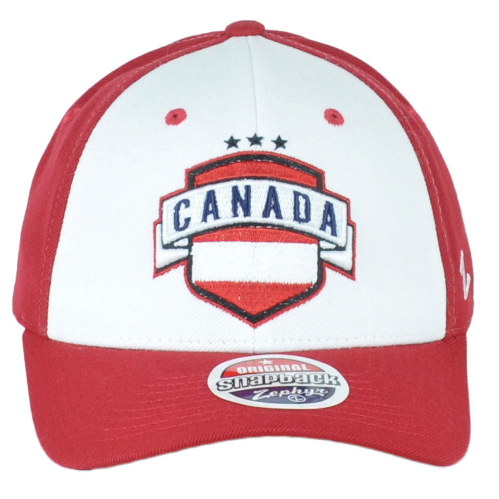 Original Zephyr Snapback Canada Canadian Shield Red White Curved Bill Hat Cap