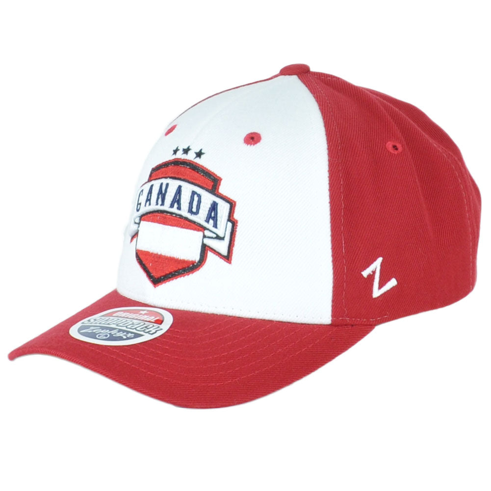Original Zephyr Snapback Canada Canadian Shield Red White Curved Bill Hat Cap