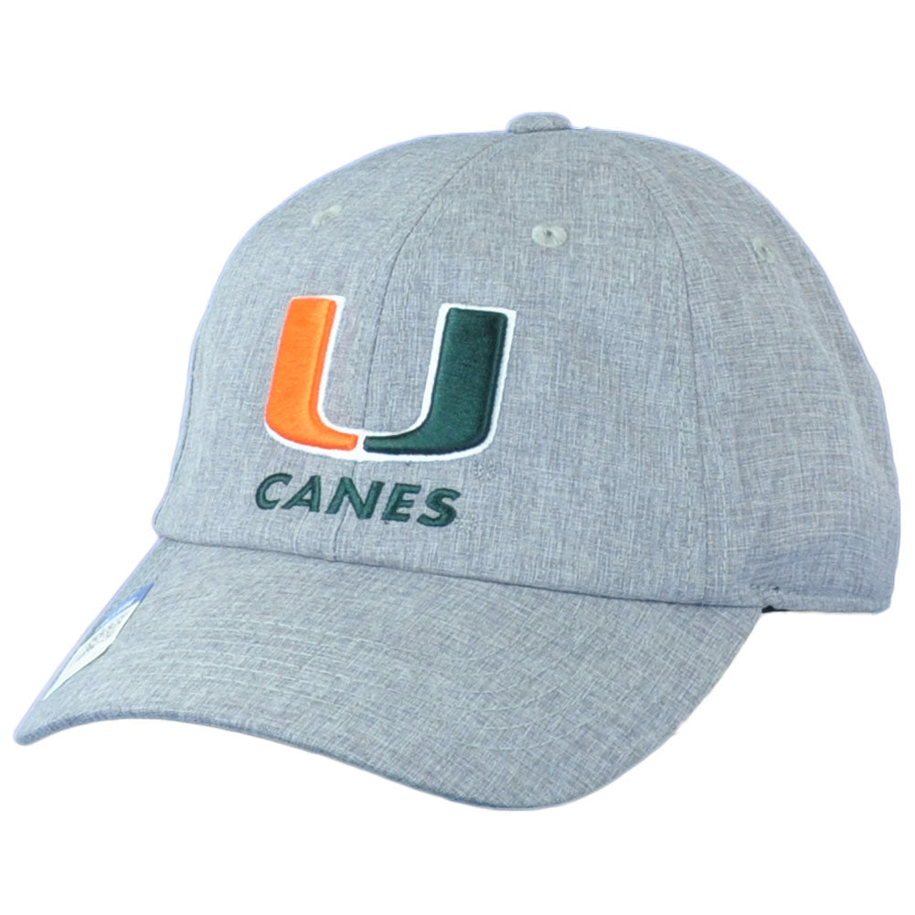 NCAA Captivating Miami Hurricanes Relaxed Curved Bill Gray Adjustable Hat Cap