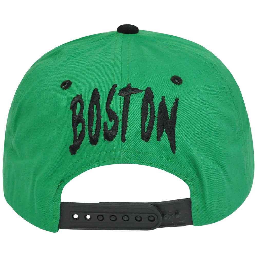 Boston Horror Script Flat Bill Snapback Massachusetts City Green Hat Cap Town