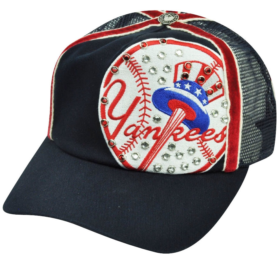 MLB American Needle New York Yankees Bronx Bombers Glitter Mesh Snapback Hat Cap