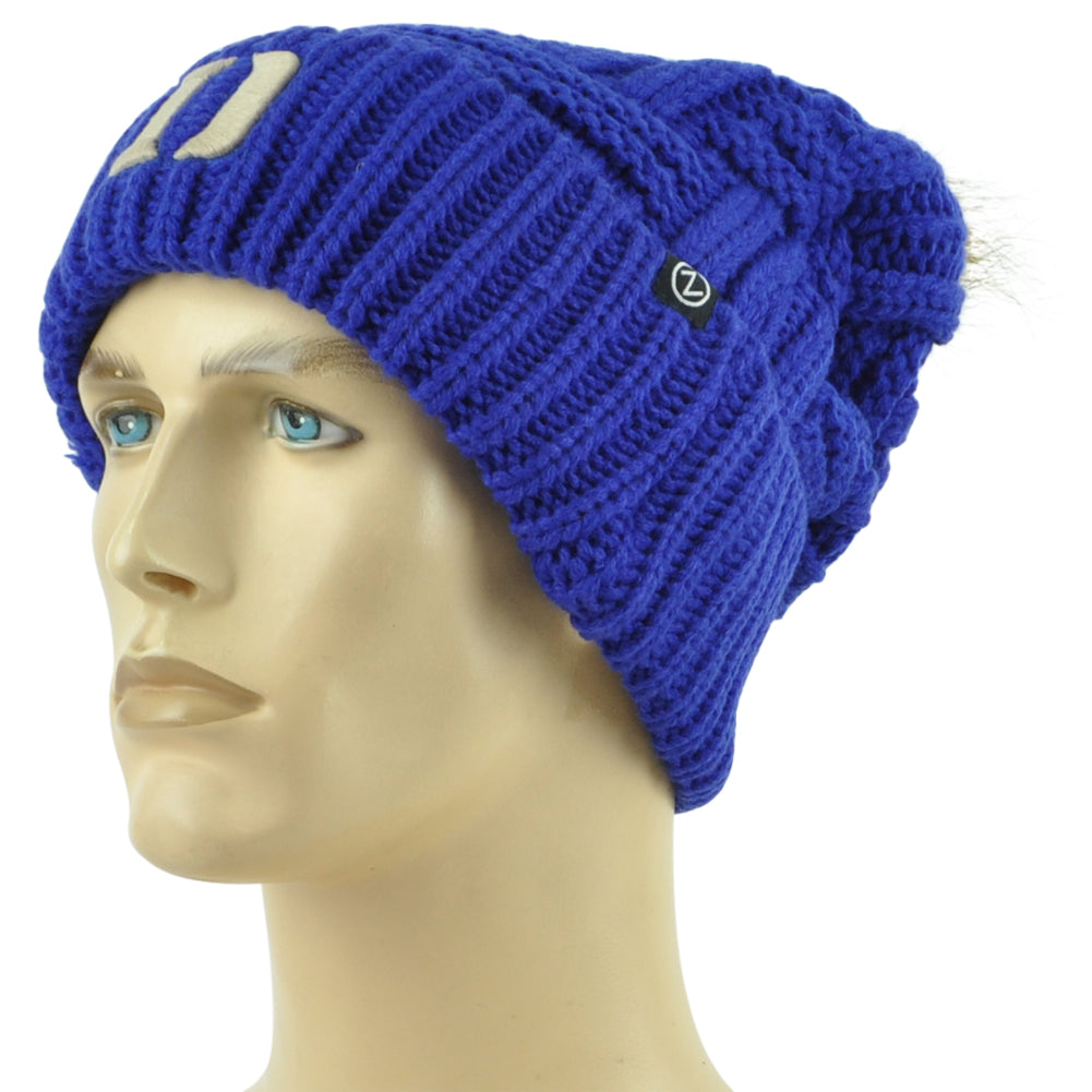 NCAA Zephyr Duke Devils Royal Blue Adults Pom Pom Winter Cuffed Knit Beanie Hat