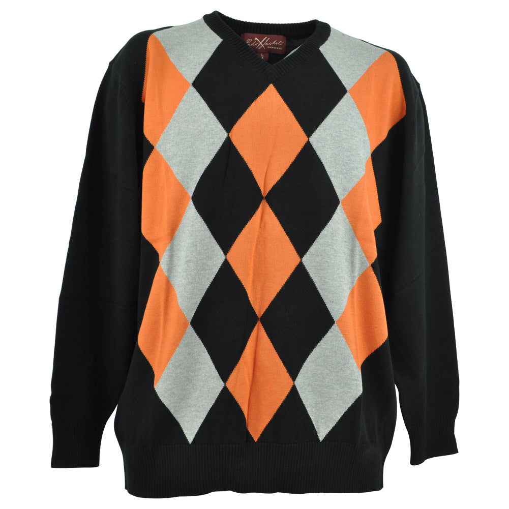Red Jacket Diamond Black Orange Vintage Retro Wool Knitte Sweater Pullover