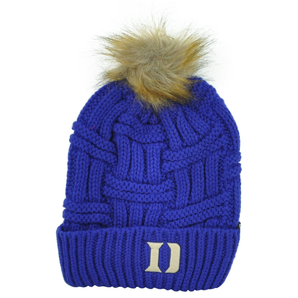 NCAA Zephyr Duke Devils Royal Blue Adults Pom Pom Winter Cuffed Knit Beanie Hat