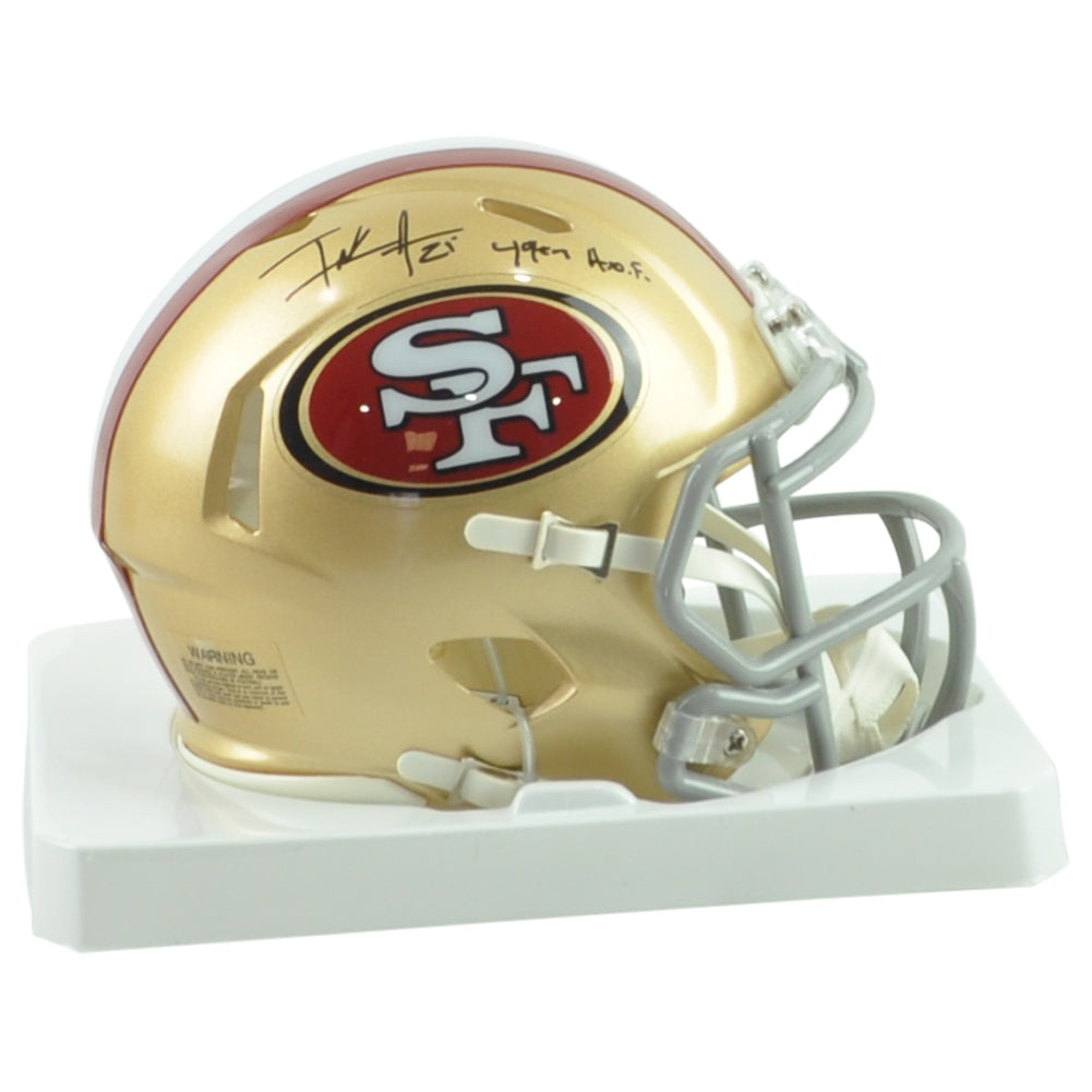 NFL San Francisco 49ers Frank Gore Autograph Riddell Mini Helmet Speed HOF Gold